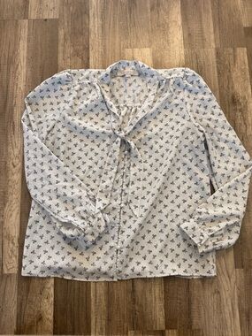 LOFT White Blouse with black bow Motif